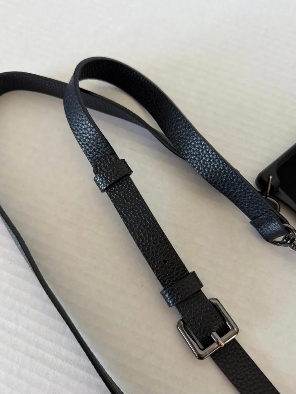 BANDOLIER Black Leather iPhone 15 Pro Max Phone Case with Strap